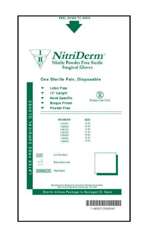 Glove Surgical NitriDerm® Size 7.5 Sterile Pair Nitrile Extended Cuff Length Bisque White Not Chemo Approved  (25PR/BX 4BX/CS) by Innovative Healthcare Corp., Inc.  ID 135750